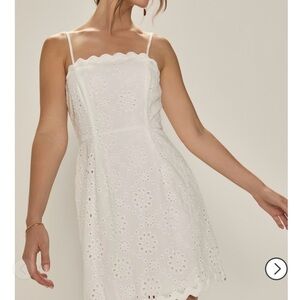 Francesca’s Roxanne Ric Rac Eyelet Mini White Dress Medium NWT